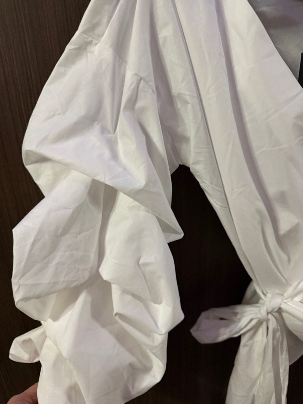 Fashion Nova White Puff Sleeve Wrap Top with Tie - Picture 4 of 7
